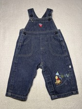 Vintage Disney Baby Winnie The Pooh Embroidered Denim Overalls Size 6-9 Months