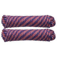 Grip 3/8 X 50' Poly Rope (2 Pack) - Polypropylene Braided Rope - Working Limit 1