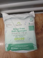 Nurture 30 Pack Rinse Free Bath Sponges Shower On The Go New In The Package