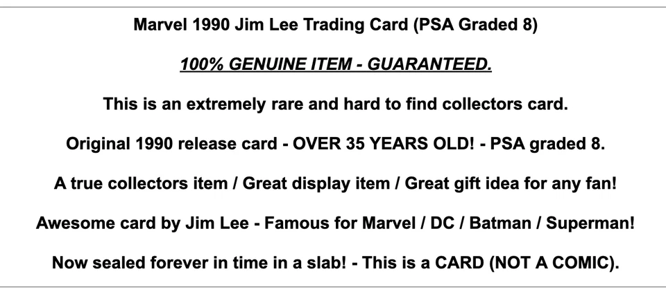 Marvel Comics 1990 Jim Lee PSA Graded Art Trading Card Original Rare DC Vintage - Image 2 of 4