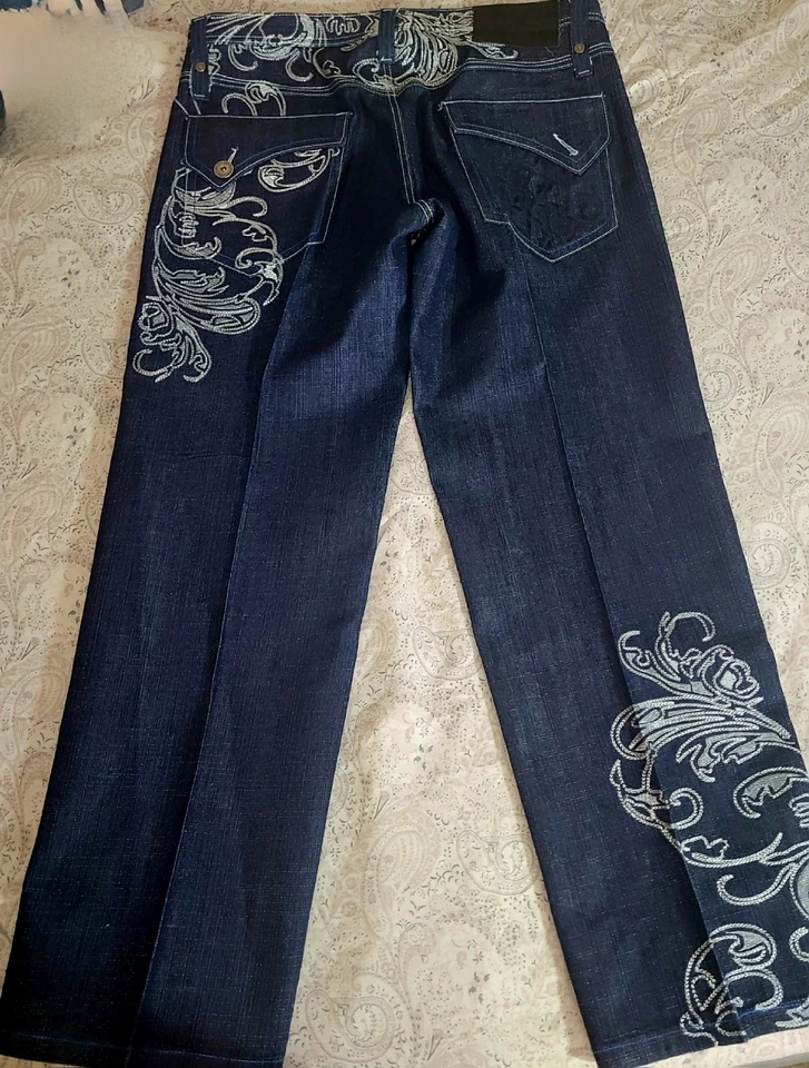 Pantalones de mezclilla Y2K bordados Imperious Delf Trading Co talla W38 L32 excelentes Foto 2 de 4