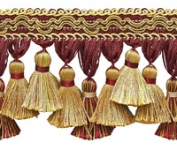 "DÉCopro 3 3/4\" Lange Quastenfransenborte, Farbe# 1253 - Burgunder Gold [5 Yards]"