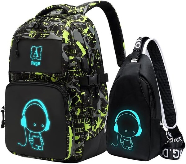 Rucksack Schulrucksack Reflektierend Wasserdicht 30L FüR Jungen MäDchen Kinder-image