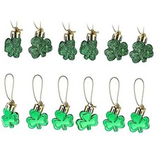 24 Pcs St Patrick's Day Shamrocks Ornaments, Good Luck Clover Hanging Baubles