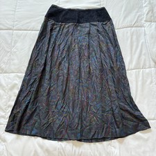 Vintage Maxi Skirt Womens Blue Paisley Dainty Romantic Cottagecore Whimsy Fairy