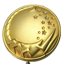 1996 Estee Lauder GOLDEN SCORPIO Powder Compact LUCIDITY Rhinestone Zodiac EMPTY