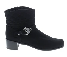 Stuart Weitzman Black Suede Silver Buckle Moto Ankle Boots Size 9
