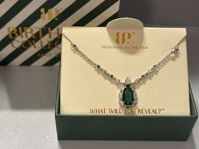 Bomb Party May 2026 Necklace 'Say It In Glamour' Emerald On Rhodium