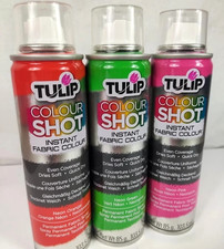 3 X FABRIC COLOUR SPRAY PAINT INSTANT WASHABLE COLOUR SHOT TULIP UPCYCLE 
