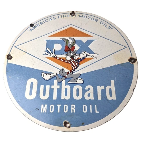 Vintage DX Diamond Motor Oil Sign - Americas Gasoline Outboard Porcelain Sign