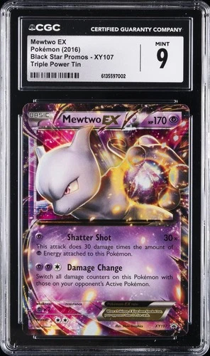 2016 POKEMON BLACK STAR PROMOS, TRIPLE POWER TIN #XY107 MEWTWO EX CGC 9