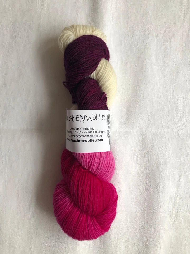 Sockengarn von Drachenwolle "Kirschjoghurt-Löffelspaß" 100 g pink