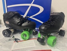Riedell R3 Cayman Black Quad Roller Derby Speed Skates SZ 7