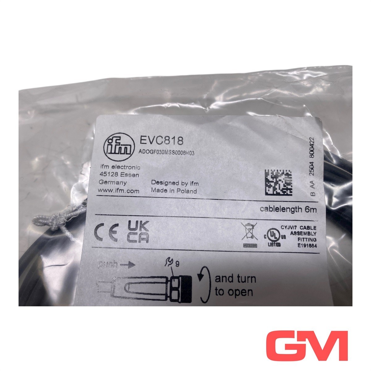 Ifm Connection Cable With Socket EVC818 ADOGF030MSS0006H03