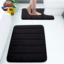 Bathroom Mat Set, 2 Piece Memory Foam Bath Mat and U-Shaped Toilet Rug, Machine 