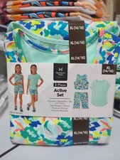 NWT Members Mark Girls 3-piece Active Set XL 14/16 Aqua Multicolor
