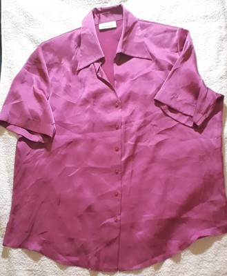 ''GERRY WEBER''tolle schlichte Satin Bluse Klassisch Magenta GR:48 NP:69,99 s.MAß