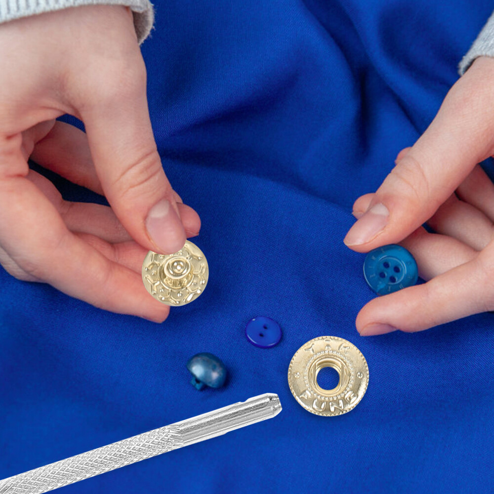 30 Sets Snap Fasteners Kit Button Snaps Fasteners with Punch and Setting Tools