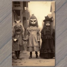 FLATCARD Weird Creepy Vintage Vibe Kids Masks Hats Halloween Unusual V