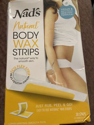 Nad's Wax Strips Natural All Skin Types Wax Hair Removal Women Vegan 30 Ct + Oil
