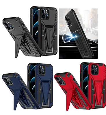 For iPhone 14 Plus 6.1'' Hybrid Rugged Magnetic Portrait V Kickstand PC Case
