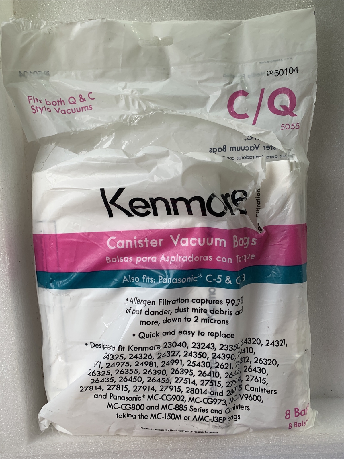 Kenmore C/Q 50104 5055 Canister Vacuum Cleaner Bags New Open Pack Pack of 8 23169142138 eBay