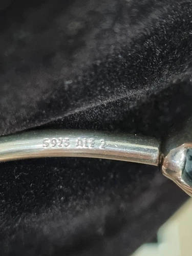 PANDORA Sterling silver 925 Signature Logo Pave Open Cuff Bangle 590528 Size 2 - Picture 5 of 14