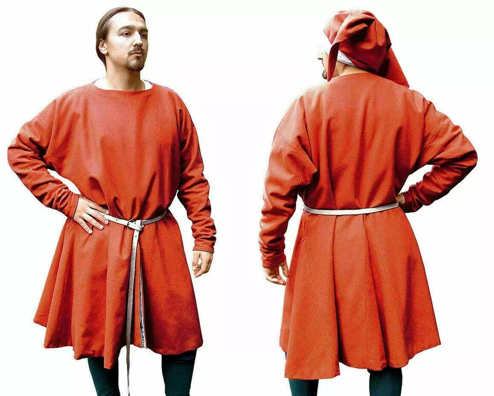 Abrigo túnica roja vikinga hecho a mano recreación renacentista medieval