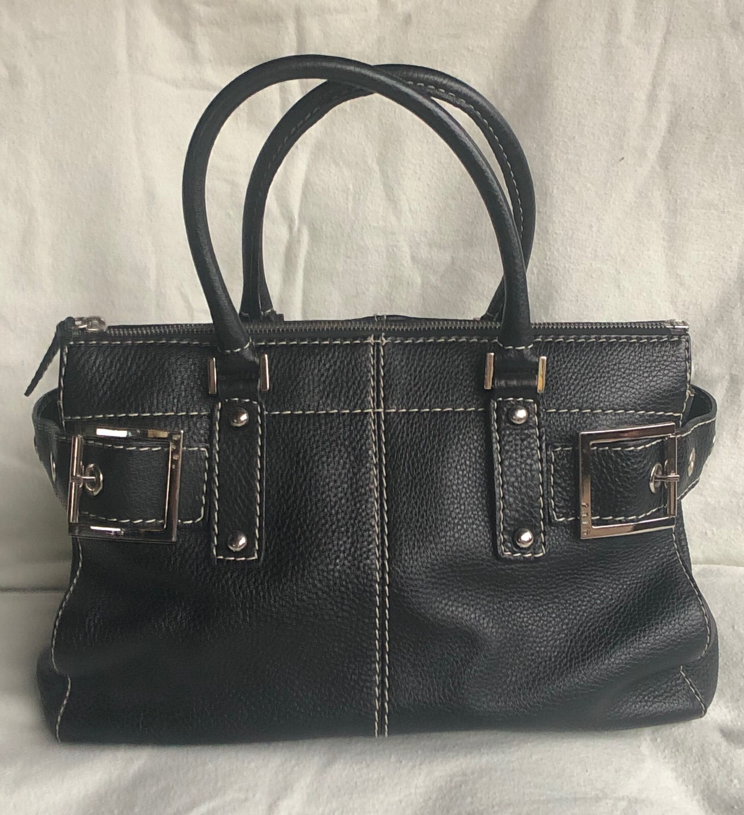 GENUINE RAFE NEW YORK BLACK LEATHER SATCHEL HANDBAG, MADE IN ITALY ...