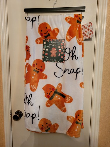 OH SNAP GINGERBREAD MAN Throw Blanket 50x60” Christmas Gift Holidays Plush Throw
