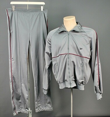 Men's VTG 1980s PC Speedo Grey Tracksuit Sz M 80s Polyester Jogging  Outfit Set