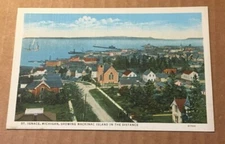 VINTAGE UNUSED .01 LINEN POSTCARD ST. IGNACE MICH