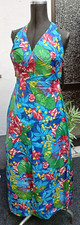 True Vintage 70s Long Summer Dress Halter Neck - Multicolor FLOWERPOWER Sz 38 -B34