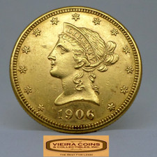 1906 Liberty Head Gold $10, Eagle, Mintage of 981,000 - #B46998NQ