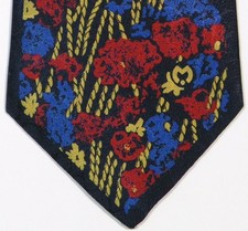 Blue Gold Red Floral MILA SCHON Silk Tie