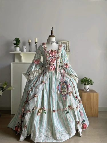 Robe Georgian Dress Francaise 18th Century Victorian Rococo Ball Dress Courtyard - Picture 4 of 8