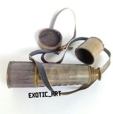 ANTIQUE Solid Brass Leather Spyglass Telescope Pirate's Style 18" Cap and Belt