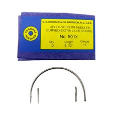C.S. Osborne Pack Of 12 Curved Needles Extra Light 501X Size 3-1/2" Made In USA
