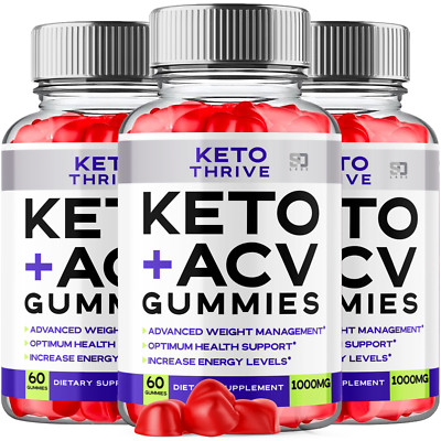 (3 Pack) Keto Thrive Keto Gummies, Ketothrive ACV Keto Weight Loss (180 Gummies)