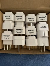 Set of 12 BESTEK Worldwide Travel Grounded Power Plug Adapters-Open Box