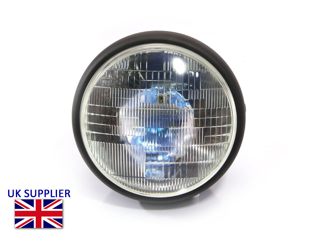 Motorbike 8" Inch Headlight 12v 55w Steel Retro Classic Old School LOOK Chrome For Sale Online - View #3