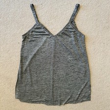 MANGO MNG Silver Grey Marled Strappy Camisole Top V-Neck S Small
