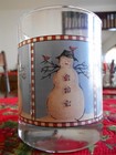 Snowman Double Old Fashioned Glasses (pair)  12 oz. Debbie Mumm Sakura Blue ! — photo 2