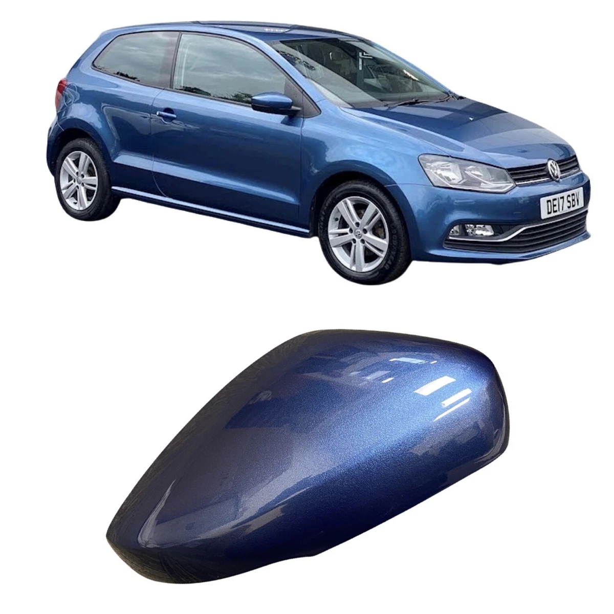 Door Wing Mirror Cover Cap Painted For VW Polo 6R 2009-2018 LD5L 