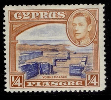 CYPRUS GVI SG151, ¼pi ultramarine & orange, M MINT.