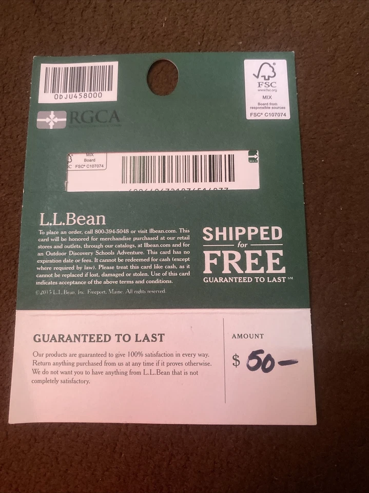 LL BEAN Happy Birthday GIFT CARD $50 - Image 3 of 4