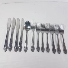 ROGERS FLORAL SILVERWARE FLATWARE STAINLESS 11 PIECE SET china