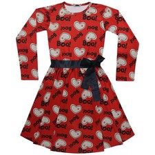Kids Skater Long Sleeves Heart Print Halloween Party Dress For Girls 5-13 Years