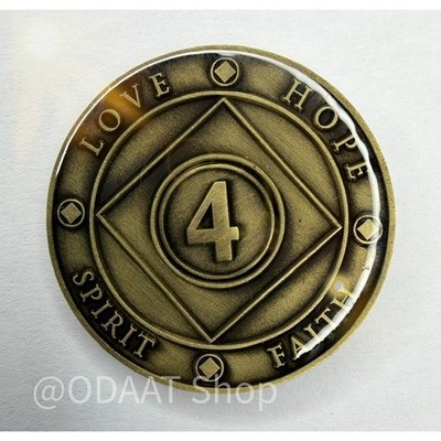 4 Jahre Narcotics Anonymous Medallion Bronze Plated NA Nüchternheit Münze
