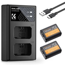 NP-FW50 Battery and Dual Slot Charger for Sony ZV-E10 A6500 A6400 A6300 A6000...